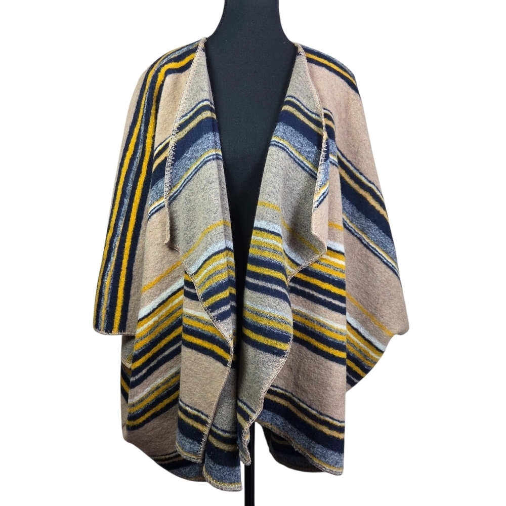 Sheri Bodell Oversized Poncho Style Wrap Wool Blend Size Small